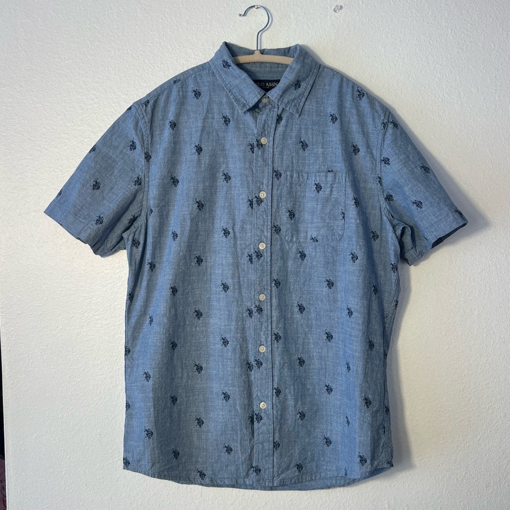 Blue U.S. Polo Assn. Men’s Short Sleeve Button Down Shirt - Size S